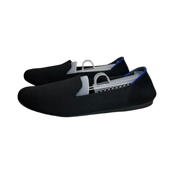 Rothy’s The Loafer Women’s 9 Black Knit Flats Blue Trim Sustainable Shoes - Picture 3 of 9